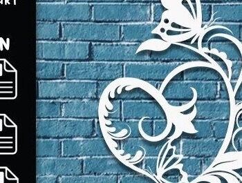 Intra απο ξύλο plywood Χρώμα wenge 3mm-4mm πάχος - Floral Heart Butterfly Δίασταση 20x20 cm INTRAFABR-123611996 - Image 1