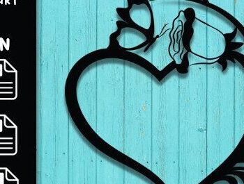 Intra απο ξύλο plywood  Χρώμα wenge 3mm-4mm πάχος - Floral Heart Butterfly Δίασταση 20x20 cm INTRAFABR-123096570 - Image 1