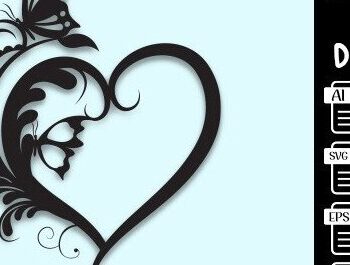 Intra απο ξύλο plywood  Χρώμα wenge 3mm-4mm πάχος - Floral Heart Butterfly Δίασταση 20x20 cm INTRAFABR-82463339 - Image 2