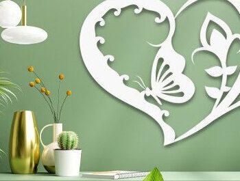 Intra απο ξύλο plywood  Χρώμα wenge 3mm-4mm πάχος - Floral Heart Butterfly Δίασταση 20x20 cm INTRAFABR-82463339 - Image 10