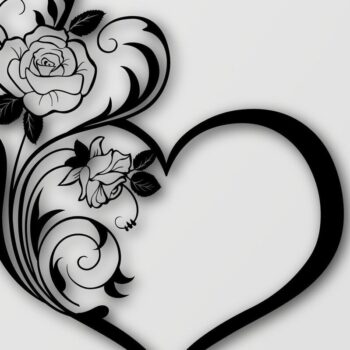 Intra απο ξύλο plywood  Χρώμα wenge 3mm-4mm πάχος - Floral Heart Butterfly Δίασταση 40x50 cm INTRAFABR-109903072 - Image 1