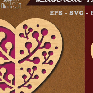 Intra απο ξύλο plywood  Χρώμα wenge 3mm-4mm πάχος - Floral Heart Decoration 1 Δίασταση 20x20 cm INTRAFABR-82325506