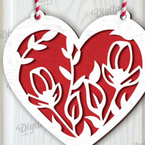 Intra απο ξύλο plywood  Χρώμα wenge 3mm-4mm πάχος - Διακόσμηση με φλοράλ καρδιές κοπής με λέιζερ Δίασταση 20x20 cm INTRAFABR-102677335