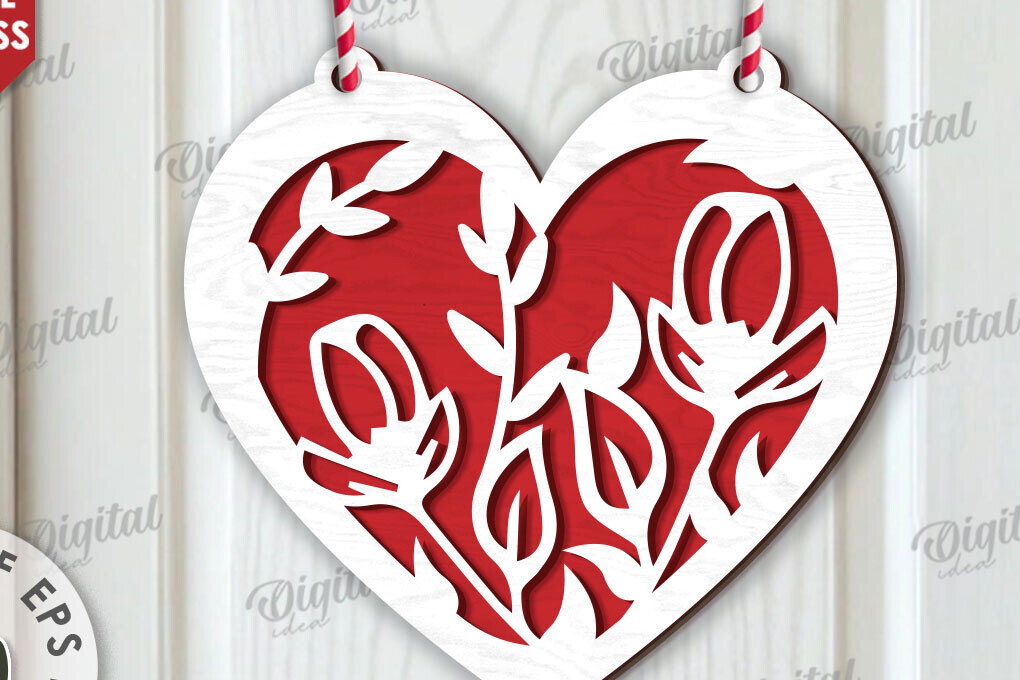 Intra απο ξύλο plywood  Χρώμα wenge 3mm-4mm πάχος - Διακόσμηση με φλοράλ καρδιές κοπής με λέιζερ Δίασταση 20x20 cm INTRAFABR-102677335