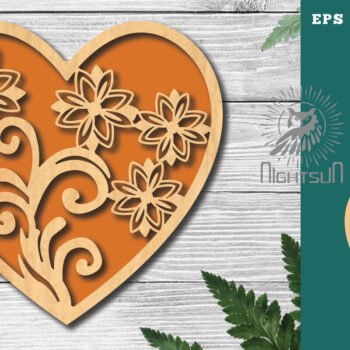 Intra απο ξύλο plywood Χρώμα wenge 3mm-4mm πάχος - Floral Heart Decoration 2 Δίασταση 20x20 cm INTRAFABR-103063976 - Image 1