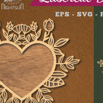 Intra απο ξύλο plywood Χρώμα wenge 3mm-4mm πάχος - Floral Heart Decoration 3 Δίασταση 20x20 cm INTRAFABR-107490964 - Image 1
