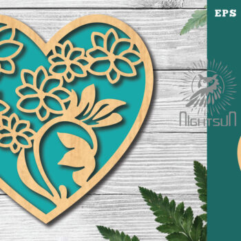 Intra απο ξύλο plywood Χρώμα wenge 3mm-4mm πάχος - Floral Heart Decoration 3 Δίασταση 20x20 cm INTRAFABR-105419296 - Image 1