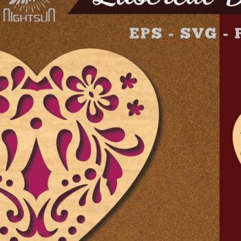 Intra απο ξύλο plywood  Χρώμα wenge 3mm-4mm πάχος - Floral Heart Decoration 3 Δίασταση 20x20 cm INTRAFABR-104334712 - Image 1