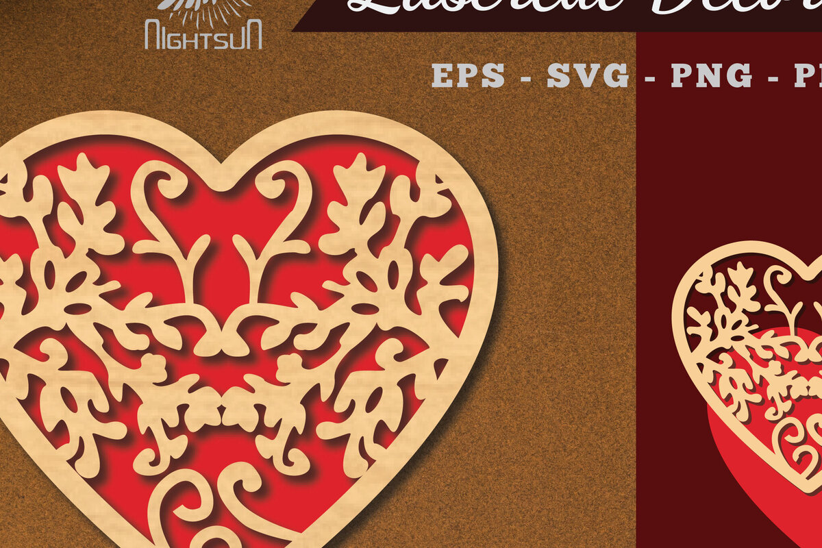 Intra απο ξύλο plywood  Χρώμα wenge 3mm-4mm πάχος - Floral Heart Decoration 4 Δίασταση 20x20 cm INTRAFABR-120688307