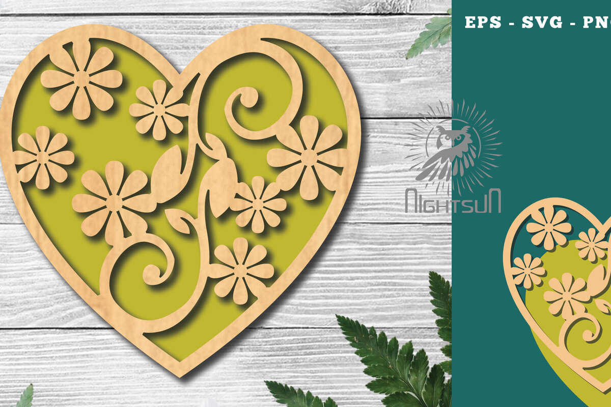 Intra απο ξύλο plywood  Χρώμα wenge 3mm-4mm πάχος - Floral Heart Decoration 5 Δίασταση 20x20 cm INTRAFABR-120689016