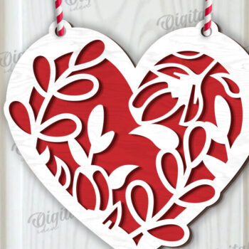 Intra απο ξύλο plywood  Χρώμα wenge 3mm-4mm πάχος - Διακόσμηση με φλοράλ καρδιές κοπής με λέιζερ Δίασταση 20x20 cm INTRAFABR-125248263 - Image 1