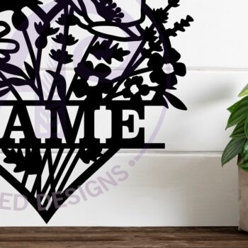 Intra απο ξύλο plywood Χρώμα wenge 3mm-4mm πάχος - Floral Καρδιά Σήμα ονόματος Δίασταση 30x20 cm INTRAFABR-121995744 - Image 2