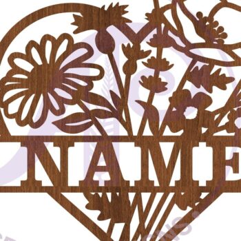 Intra απο ξύλο plywood Χρώμα wenge 3mm-4mm πάχος - Floral Καρδιά Σήμα ονόματος Δίασταση 30x20 cm INTRAFABR-121995744 - Image 3