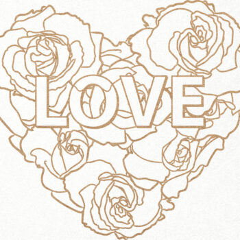 Intra απο ξύλο plywood  Χρώμα wenge 3mm-4mm πάχος - Floral Heart , Love Heart with Roses Δίασταση 20x20 cm INTRAFABR-108403410 - Image 1