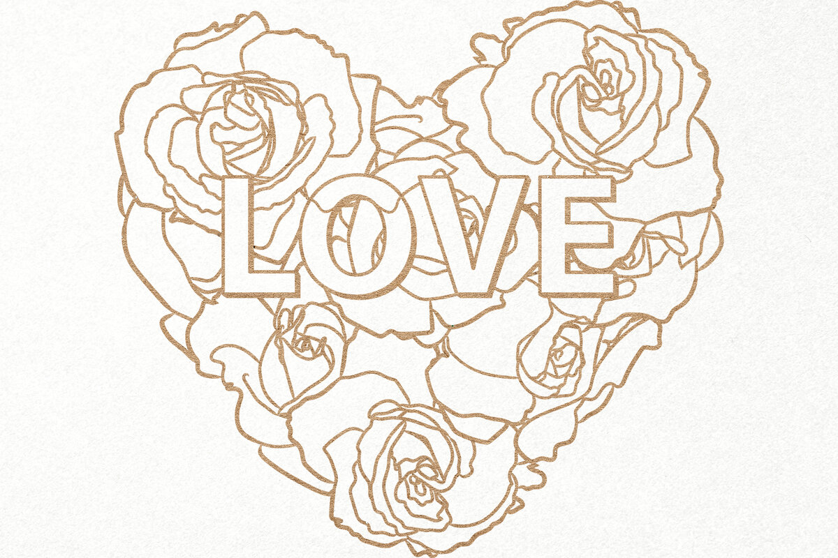 Intra απο ξύλο plywood  Χρώμα wenge 3mm-4mm πάχος - Floral Heart , Love Heart with Roses Δίασταση 20x20 cm INTRAFABR-108403410