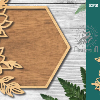 Intra απο ξύλο plywood  Χρώμα wenge 3mm-4mm πάχος - Floral εξάγωνο κομμένο λέιζερ πινακίδα Δίασταση 30x20 cm INTRAFABR-76131453 - Image 1