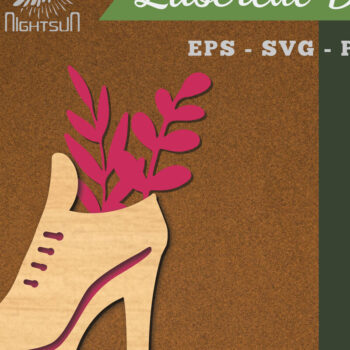 Intra απο ξύλο plywood Χρώμα wenge 3mm-4mm πάχος - Floral σε Παπούτσια Διακόσμηση με Δίασταση 20x20 cm INTRAFABR-96528914 - Image 1