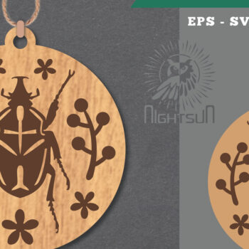 Intra απο ξύλο plywood  Χρώμα wenge 3mm-4mm πάχος - Στολίδι με λουλουδένιο έντομο 2 Δίασταση 6x6 cm INTRAFABR-9796007 - Image 1