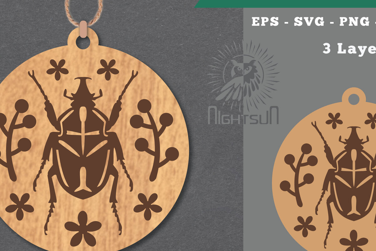 Intra απο ξύλο plywood  Χρώμα wenge 3mm-4mm πάχος - Στολίδι με λουλουδένιο έντομο 2 Δίασταση 6x6 cm INTRAFABR-9796007