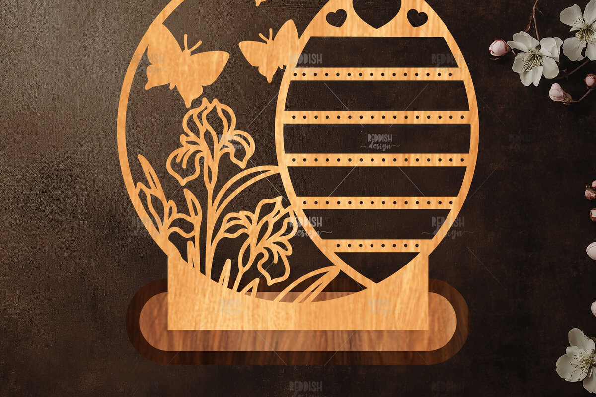 Intra απο ξύλο plywood  Χρώμα wenge 3mm-4mm πάχος - Στήριγμα κοσμημάτων Floral Δίασταση 20x20 cm INTRAFABR-86322086