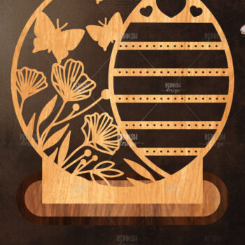 Intra απο ξύλο plywood  Χρώμα wenge 3mm-4mm πάχος - Στήριγμα κοσμημάτων Floral Δίασταση 20x20 cm INTRAFABR-102730887 - Image 1