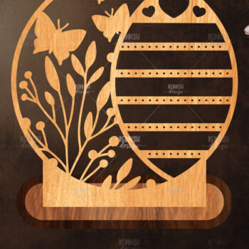 Intra απο ξύλο plywood  Χρώμα wenge 3mm-4mm πάχος - Στήριγμα κοσμημάτων Floral Δίασταση 20x20 cm INTRAFABR-96040334 - Image 1