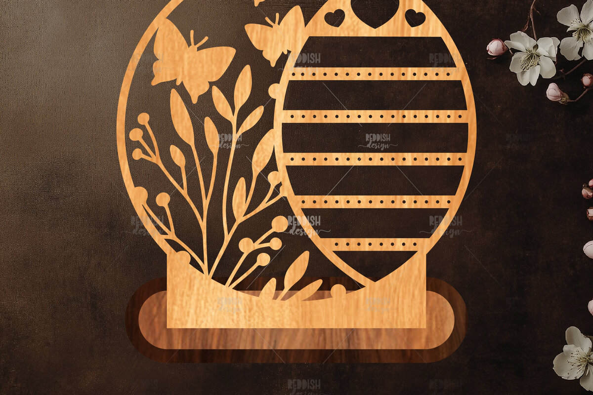 Intra απο ξύλο plywood  Χρώμα wenge 3mm-4mm πάχος - Στήριγμα κοσμημάτων Floral Δίασταση 20x20 cm INTRAFABR-96040334