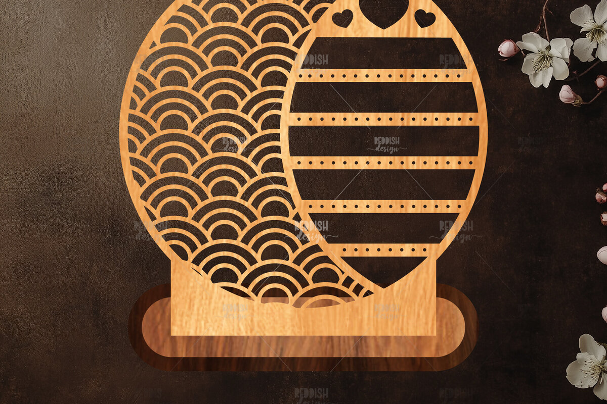 Intra απο ξύλο plywood  Χρώμα wenge 3mm-4mm πάχος - Στήριγμα κοσμημάτων Floral Δίασταση 20x20 cm INTRAFABR-73702463