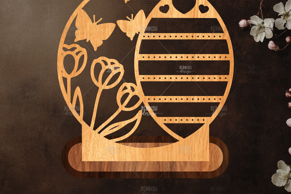 Intra απο ξύλο plywood  Χρώμα wenge 3mm-4mm πάχος - Στήριγμα κοσμημάτων Floral Δίασταση 20x20 cm INTRAFABR-89631321