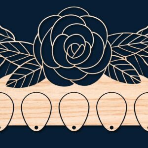 Intra απο ξύλο plywood  Χρώμα wenge 3mm-4mm πάχος - Πρότυπο κοπής με λέιζερ φλοράλ θήκη κλειδιού Δίασταση 20x20 cm INTRAFABR-34085112