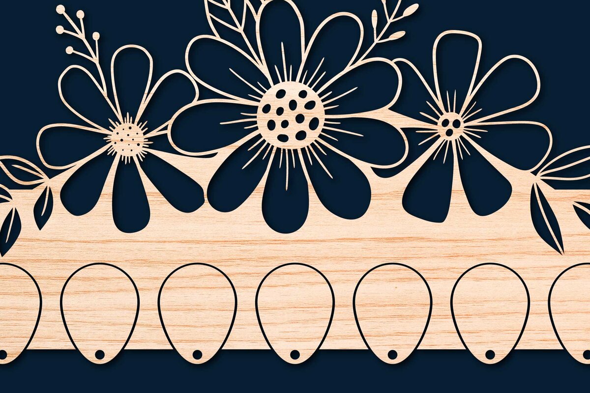 Intra απο ξύλο plywood  Χρώμα wenge 3mm-4mm πάχος - Πρότυπο κοπής με λέιζερ φλοράλ θήκη κλειδιού Δίασταση 20x20 cm INTRAFABR-115707797