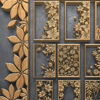 Intra απο ξύλο plywood  Χρώμα wenge 3mm-4mm πάχος - Κορνίζες περιγράμματος Floral Δίασταση 4500x5400 cm INTRAFABR-35834739 - Image 1