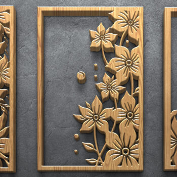 Intra απο ξύλο plywood  Χρώμα wenge 3mm-4mm πάχος - Κορνίζες περιγράμματος Floral Δίασταση 4500x5400 cm INTRAFABR-35834739 - Image 2