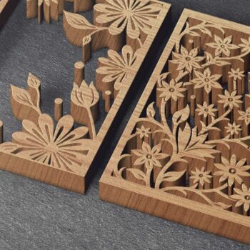 Intra απο ξύλο plywood  Χρώμα wenge 3mm-4mm πάχος - Κορνίζες περιγράμματος Floral Δίασταση 4500x5400 cm INTRAFABR-35834739 - Image 3