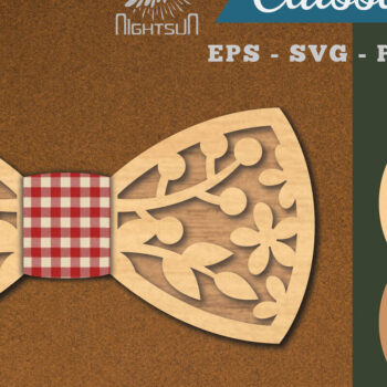 Intra απο ξύλο plywood  Χρώμα wenge 3mm-4mm πάχος - Floral Bowtie Δίασταση 20x20 cm INTRAFABR-30472502 - Image 1