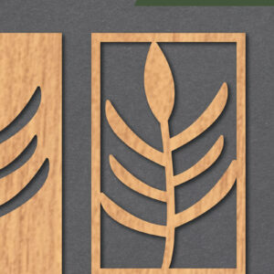 Intra απο ξύλο plywood  Χρώμα wenge 3mm-4mm πάχος - Διακόσμηση με φλοράλ λέιζερ 1 Δίασταση 20x20 cm INTRAFABR-8048093