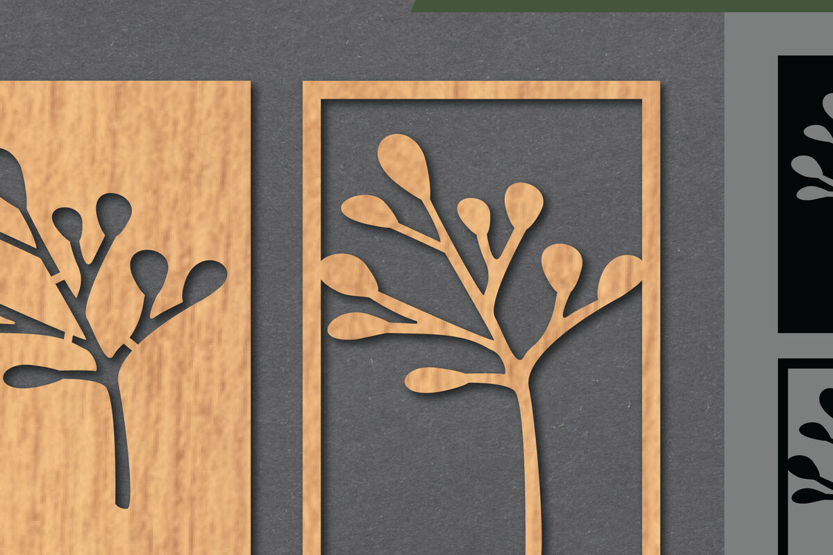 Intra απο ξύλο plywood  Χρώμα wenge 3mm-4mm πάχος - Floral διακόσμηση 3 Δίασταση 20x20 cm INTRAFABR-114827411