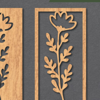 Intra απο ξύλο plywood Χρώμα wenge 3mm-4mm πάχος - Floral διακόσμηση με λέιζερ 5 Δίασταση 20x20 cm INTRAFABR-64136972 - Image 1