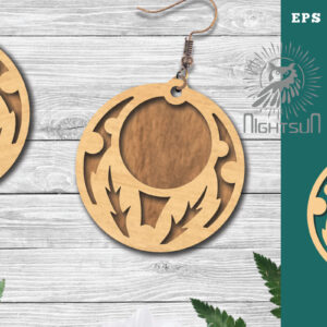 Intra απο ξύλο plywood  Χρώμα wenge 3mm-4mm πάχος - Σκουλαρίκια με φλοράλ λέιζερ 3 Δίασταση 3x3 cm INTRAFABR-123757216