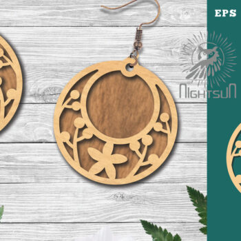 Intra απο ξύλο plywood Χρώμα wenge 3mm-4mm πάχος - Σκουλαρίκια με φλοράλ 4 Δίασταση 3x3 cm INTRAFABR-112342047 - Image 1