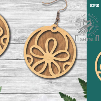 Intra απο ξύλο plywood Χρώμα wenge 3mm-4mm πάχος - Σκουλαρίκια φλοράλ κομμένα με λέιζερ 5 Δίασταση 3x3 cm INTRAFABR-112342095 - Image 1