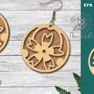 Intra απο ξύλο plywood  Χρώμα wenge 3mm-4mm πάχος - Σκουλαρίκια φλοράλ κομμένα με λέιζερ 6 Δίασταση 3x3 cm INTRAFABR-112342147