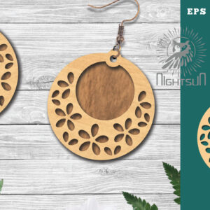 Intra απο ξύλο plywood  Χρώμα wenge 3mm-4mm πάχος - Σκουλαρίκια με λουλούδια κοπής λέιζερ 7 Δίασταση 3x3 cm INTRAFABR-117219006