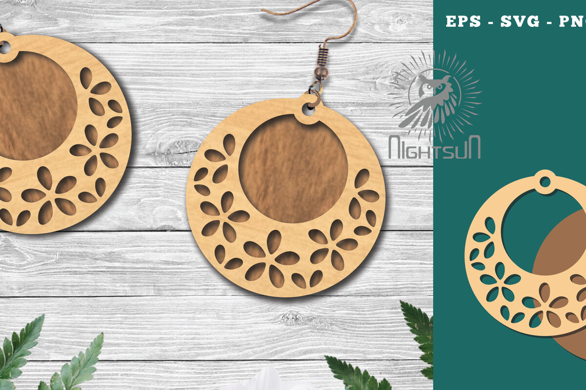 Intra απο ξύλο plywood  Χρώμα wenge 3mm-4mm πάχος - Σκουλαρίκια με λουλούδια κοπής λέιζερ 7 Δίασταση 3x3 cm INTRAFABR-117219006