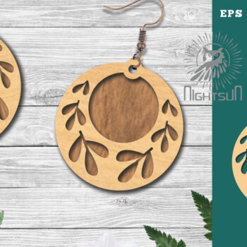 Intra απο ξύλο plywood Χρώμα wenge 3mm-4mm πάχος - Σκουλαρίκια με φλοράλ 8 Δίασταση 3x3 cm INTRAFABR-113911772 - Image 1