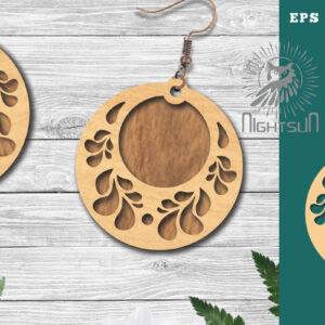 Intra απο ξύλο plywood  Χρώμα wenge 3mm-4mm πάχος - Σκουλαρίκια με λουλούδια κοπής με λέιζερ 9 Δίασταση 3x3 cm INTRAFABR-112070194