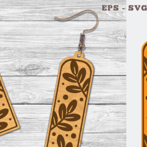 Intra απο ξύλο plywood  Χρώμα wenge 3mm-4mm πάχος - Σκουλαρίκια με φλοράλ λέιζερ 1 Δίασταση 3x3 cm INTRAFABR-111602041