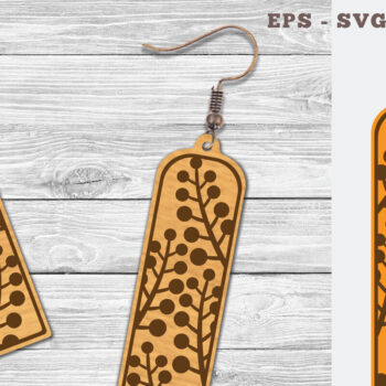 Intra απο ξύλο plywood Χρώμα wenge 3mm-4mm πάχος - Σκουλαρίκια με φλοράλ λέιζερ 2 Δίασταση 3x3 cm INTRAFABR-116867968 - Image 1