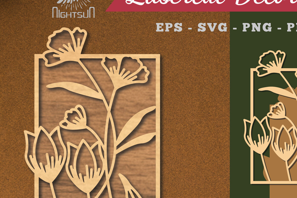 Intra απο ξύλο plywood  Χρώμα wenge 3mm-4mm πάχος - Διακόσμηση σπιτιού με φλοράλ λέιζερ 4 Δίασταση 20x20 cm INTRAFABR-123757391