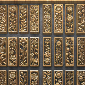 Intra απο ξύλο plywood  Χρώμα wenge 3mm-4mm πάχος - Πακέτο πάνελ κοπής με φλοράλ λέιζερ Δίασταση 3200x7200 cm INTRAFABR-29224373 - Image 1